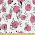 thumbnail image 1 of Feather Fabric by the Yard, Black Outline Feather Motifs with Big Pink Dots in Hand-drawn Style Boho, Upholstery Fabric for Dining Chairs Home Decor Accents, 5 Yards, Black White and Pink by Ambesonne, 1 of 4