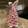 thumbnail image 4 of Lighted Easter Bunny Tree Ceramic Figurines Tabletop Decor Pre-Lit Rabbit with Colorful Lamp Beads and Bunny Ear Spring Easter Decorations Gifts, 4 of 7