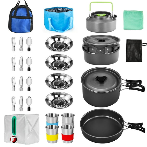 Ktaxon 27pcs Camping Cookware Mess Kit Outdoor Cooking Kit for 4 People Portable