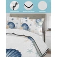 thumbnail image 3 of Twin Quilt Bedding Set, Navy Blue Shell Coastal Reversible Summer Quilt 3 Pieces, Starfish Coral Summer Ocean Nautical Lightweight Bedspreads Coverlets with 2 Pillow Shams for All Seasons, 3 of 5