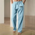 thumbnail image 2 of WEAIXIMIUNG Winter Overalls Men Men's Figure Flattering Linen Pants Fashionable Pure Color Casual Flat Front Work Pants, 2 of 9
