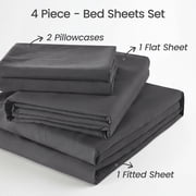 Sasttie Queen Size Sheets Set Brushed Microfiber, 4 Piece Sheet Set Upto 16 Inches Deep Pocket Bedding Sheets & Pillowcases - Grey