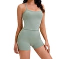 thumbnail image 2 of AHTJRT Two Piece Workout Sets for Women Sapghetti Strap Tank Tops Matching High Waist Butt Lift Gym Shorts Summer Athletic Yoga Active Tracksuits Green L, 2 of 5