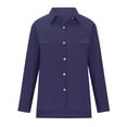 thumbnail image 3 of Ltctricy Button down Shirts for Women Cotton Long Sleeve High Low Hem Collared Blouses Casual Loose Beach Work Tops(Dark Blue,XX-Large), 3 of 6