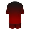 thumbnail image 6 of hxobax Women Pajama Set Gradient 2 Piece Casual Short Sets Short Sleeve Sleepwear Summer Crewneck Shirts and Short Pant Sets Trendy Pajamas Sets Cozy Loungewear with Chest Pocket,Red,XX-Large, 6 of 6