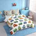 thumbnail image 2 of Erosebridal Dump Truck Watercolor Twin Bedding Sets for Boys and Girls, Green Orange Blue Truck Bedding Comforter Set, Colorful Stars Reversible, 7-Piece, 2 of 6
