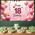 thumbnail image 5 of LUUFILx 18th Birthday Party Backdrop Pink Blue Balloons Gold Crown Banner Decorative Props Celebration Background Décor Festive Supplies Event Decoration, 5 of 8