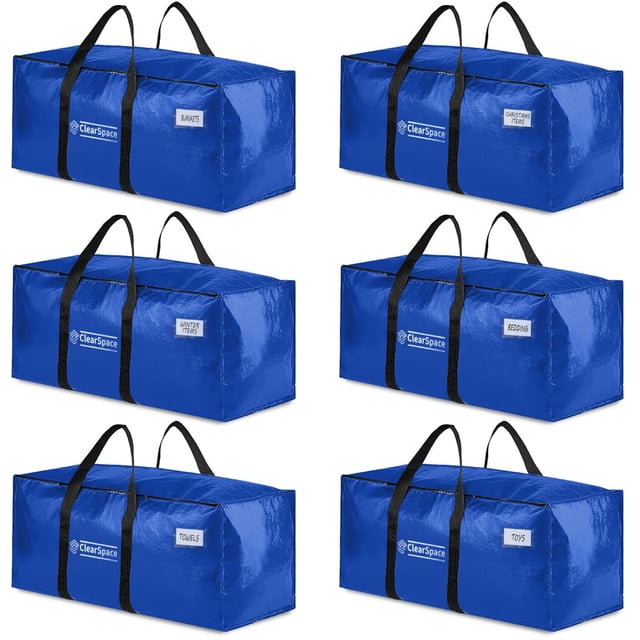 Moving Boxes ClearSpace Heavy Duty 86L, paquete de 6 con tapas