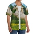 thumbnail image 2 of Daiia Horse Rearing Up In The Field Men's Linen Shirts Short Sleeve Casual Shirts Button Down Shirt for Men Beach Summer Wedding Shirt-X-Large, 2 of 6