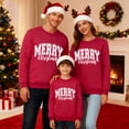 thumbnail image 2 of KHONTS Christmas Family Matching Sweatshirt Merry Xmas Holiday Party Shirt Crewneck Pullover Tops Women Red, 2 of 6