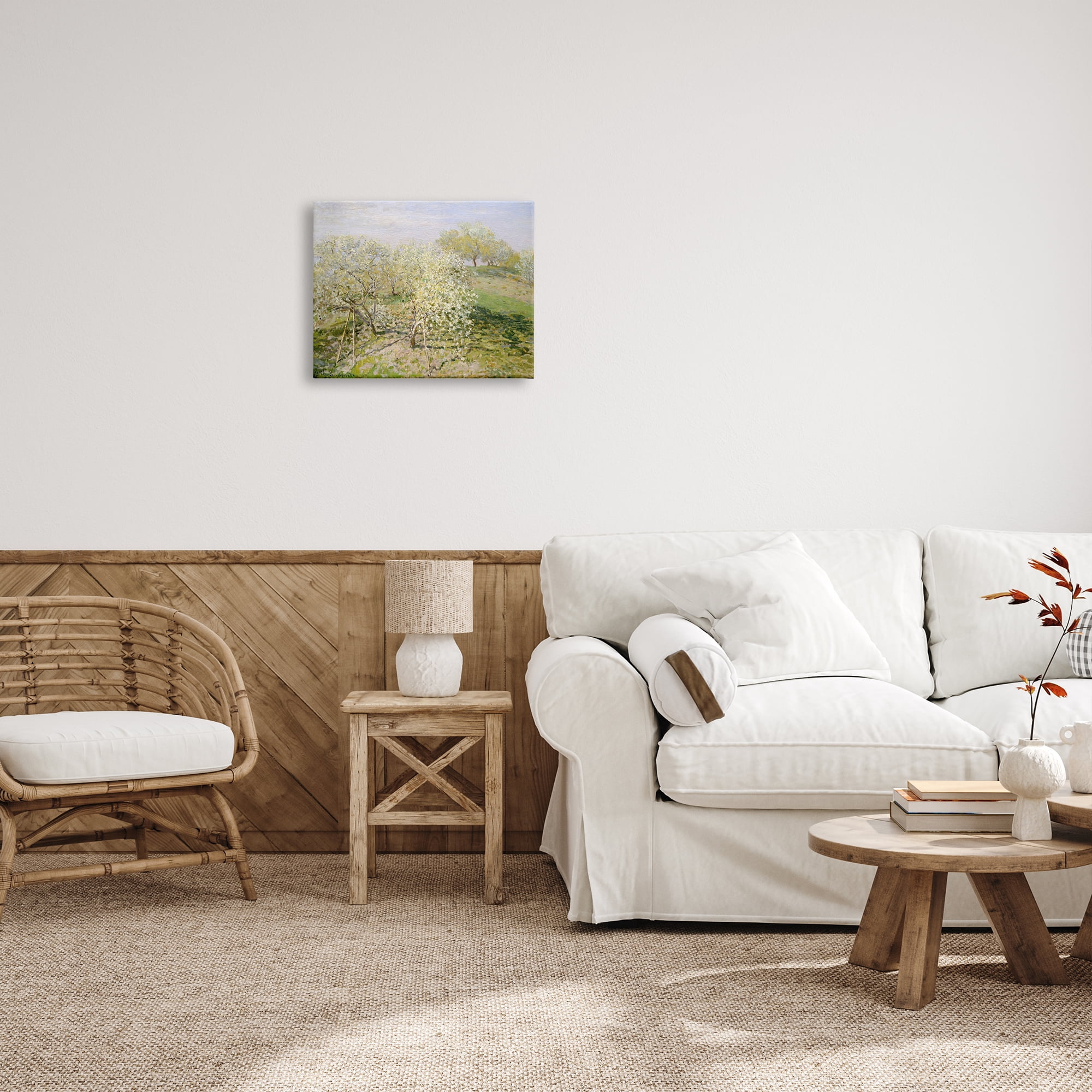 Stupell Industries White Blossom Tree Orchard Field Impressionist Brushstrokes Painting Gallery Wrapped Canvas Print Wall Art, Design by Lettered and Lined