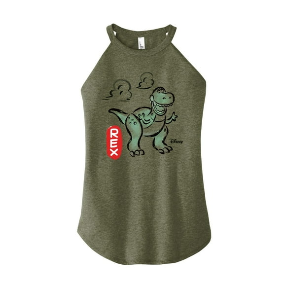 Toy Story - Doodle Rex Graphic - Juniors High Neck Tank Top
