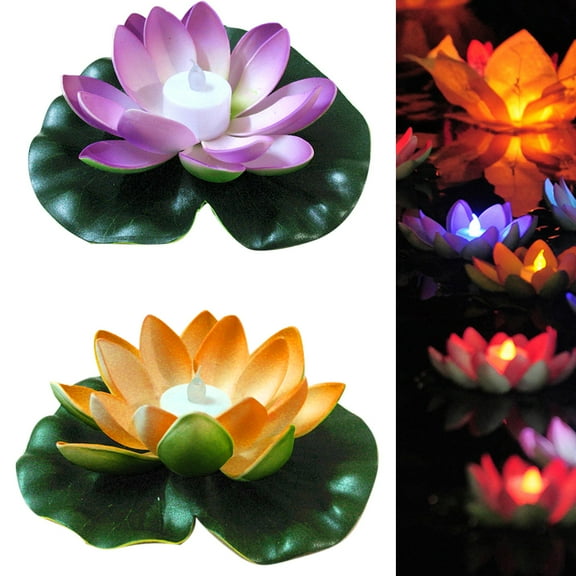 Visland 4PCS LED Floating Lotus Light Battery Operated-Floating Flower Light Pool Floating Light for Pond Water Fountain Hottub Wedding Decor