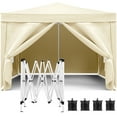 thumbnail image 2 of Pop Up Canopy Tent 10x10, Outdoor Gazebo with 4 Removable Sidewalls, Portable Instant Canopy with 4 Sand Bags for Party, Camping, Market, Tailgate, Beige, 2 of 11