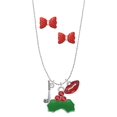 thumbnail image 1 of Delight Jewelry Silvertone Baseball Bat and Ball Christmas Kiss Charm Necklace and Stud Earrings, 1 of 4