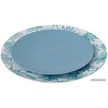 

™ Premium 10.25 Inch. Disposable Plastic Plates Food Grade Plastic Dinner Plates - Bella Design - 40 Pack