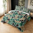 thumbnail image 3 of Manfei Retro Camouflage Gamepad Twin Quilt Set, Contemporary Art Camo Twin Coverlet Set, Woodland Green, 2 Pieces, 1 Bedspread and 1 Pillowcase, 3 of 7