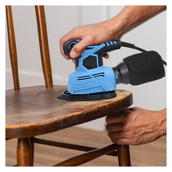 130W Electric Palm Sander Detail Sanding Machine Woodworking Tools For Wood With Dust Collection Bag & 5 Sand Papers ,Easy to Operate