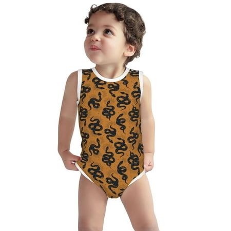 

Vsdgher Snake Print Baby Unisex Baby Cotton Sleeveless Bodysuits Soft and velvety comfortable and breathable