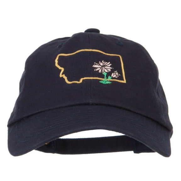 Montana Bitterroot with Map Embroidered Unstructured Washed Cap - Navy OSFM