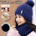 thumbnail image 2 of Winter Beanie Hat Scarf Set Women Slouchy Scarf Warm Knitted Hat For OutdoorWine RedHat, 2 of 5