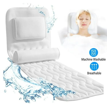Full Body Bath Pillow with Lumbar Pillow Bathtub Cushion with 13 Suction Cups 3D Air Mesh Fit Any Tub Luxury Bathroom Accessories