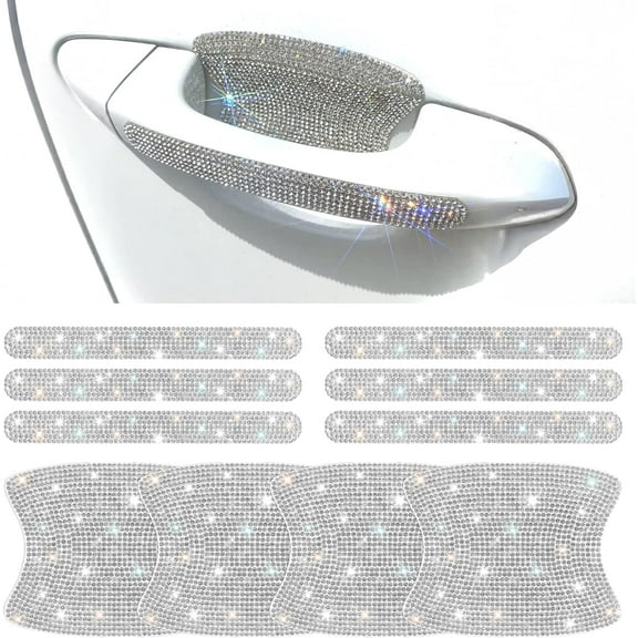 Oraceous 10 Pcs Bling Car Door Handle Sticker Door Handle Protectors Car Door Handle Covers Rhinestone Car Handle Stickers Bling Car Accessories