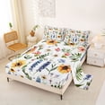 thumbnail image 2 of Erosebridal Watercolor Flower Queen Sheet Sets for Girls, Sunflower Lavender Bed Set, 4 Pieces, 1 Flat Sheet 1 Fitted Sheet and 2 Pillowcases, 2 of 5