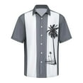 thumbnail image 2 of Lumtrix Men's Hawaiian Shirt Short Sleeves Coconut Printed Button Down Summer Beach Casual Shirts 1950s Vintage Bowling Shirts with Pocket Gray 4XL, 2 of 5