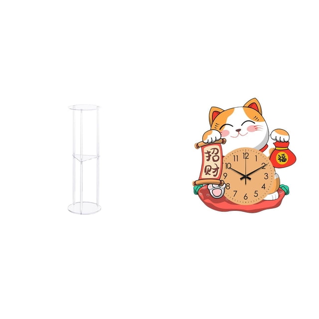 Mesa Auxiliar Acrílica Para Espacios Pequeños Y Reloj De Pared Con Forma De Gato, Silencioso (sin Tictac), Ideal Para La Oficina, El Dormitorio, La Cocina O El Balcón. Fácil Montaje.