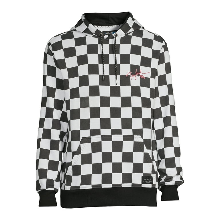 Black and white sales checkered hoodie mens