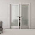 thumbnail image 2 of 72" X 80" 1-Lite Interior Frosted Glass French Doors Solid Manufacture Wood Double Doors, 2 of 8
