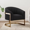 thumbnail image 5 of BELLEZE Upholstered Accent Chair, Modern Velvet Barrel Chair Comfy Lounge Room Chair Arm Chair with Gold Stainless Base for Living Room Bedroom - Alfred (Black), 5 of 7