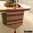 thumbnail image 2 of Decorative Red Table Runner 4 - 6 Seater Table Runner (14 x 64 inch), Tassels, Beaded & Applique Table Runner, Linen fabric Table Linen, Chevron Pattern Modern Style - Chevron Bar, 2 of 10