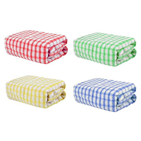 

5pcs Dish Towels 100% Cotton Kitchen Towels Multi-Colour Highly Absorbent Kitchen Tea Towel Set (28x40cm)