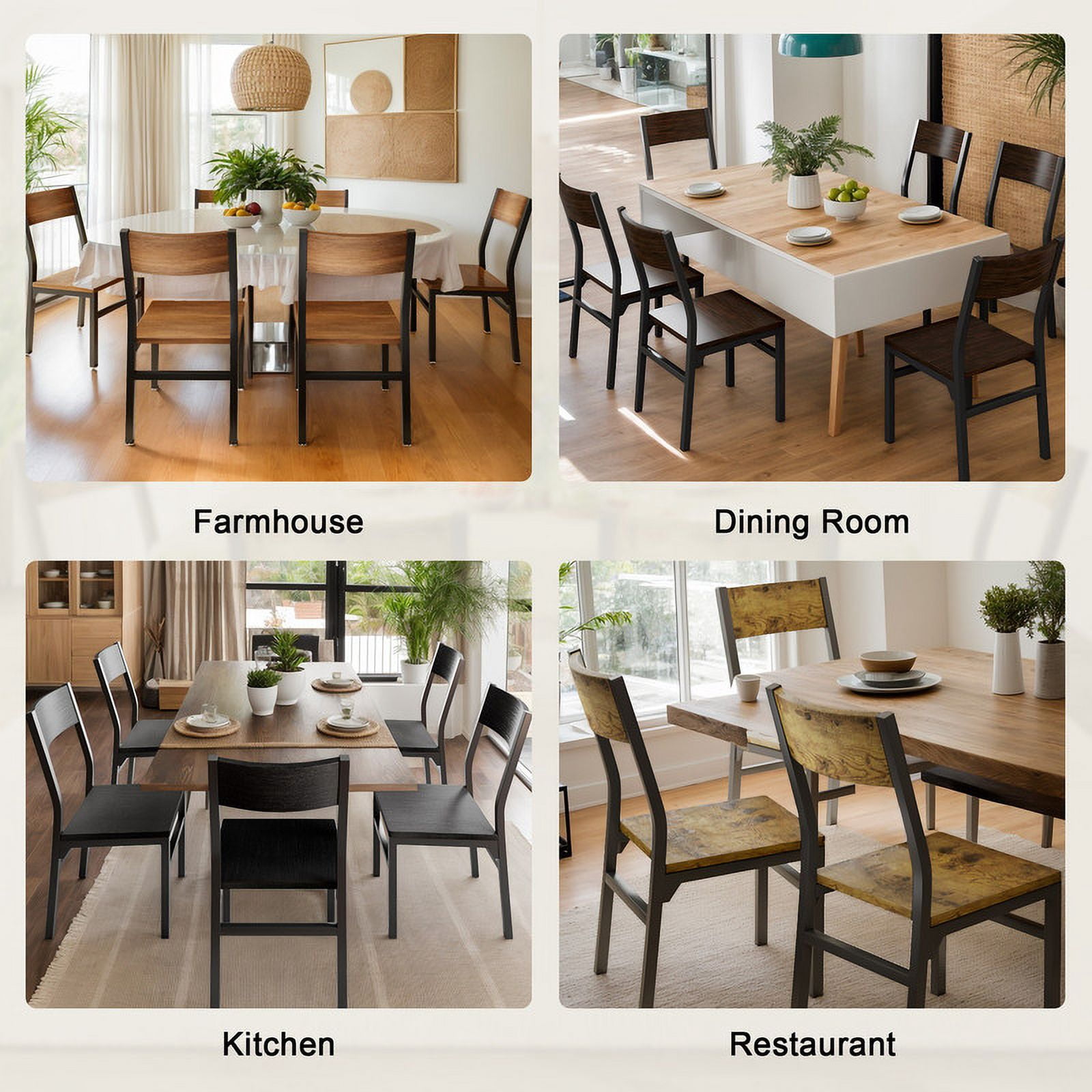 iPormis 35''Tall Dining Chairs Set of 6, Dining Room Chairs with MDF Board & Metal Frame, Perfect for Small Space, Easy Clean,Espresso