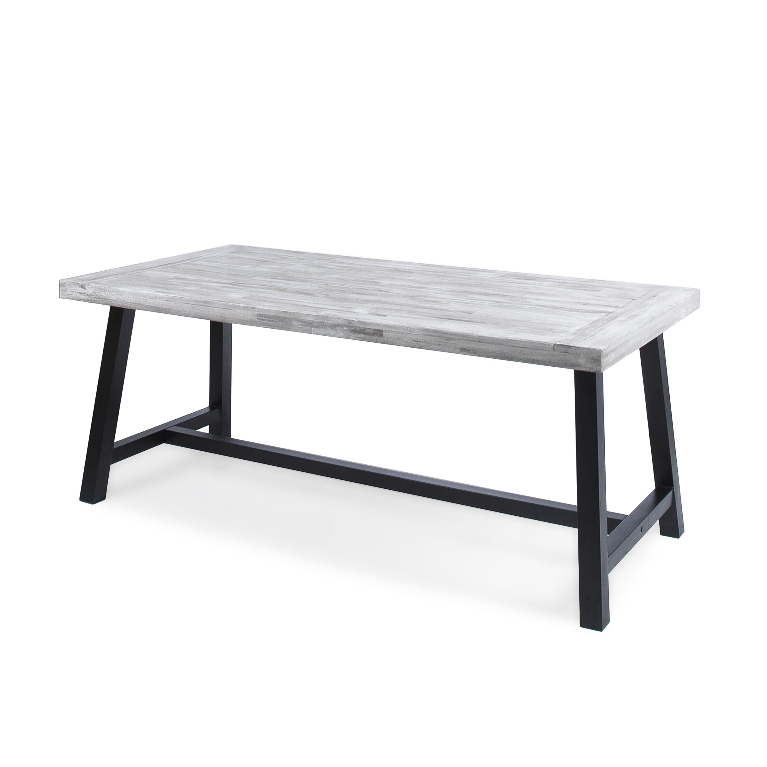 Dining Table, Outdoor Light Grey Sandblast Finish Acacia Wood Table for Patio Garden, Light Grey