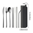 thumbnail image 3 of 7-Piece Portable Stainless Steel Cutlery Set Knife Fork Spoon Chopsticks & Straws with Case Outdoor Camping Travel & Picnic Utensils, 3 of 6
