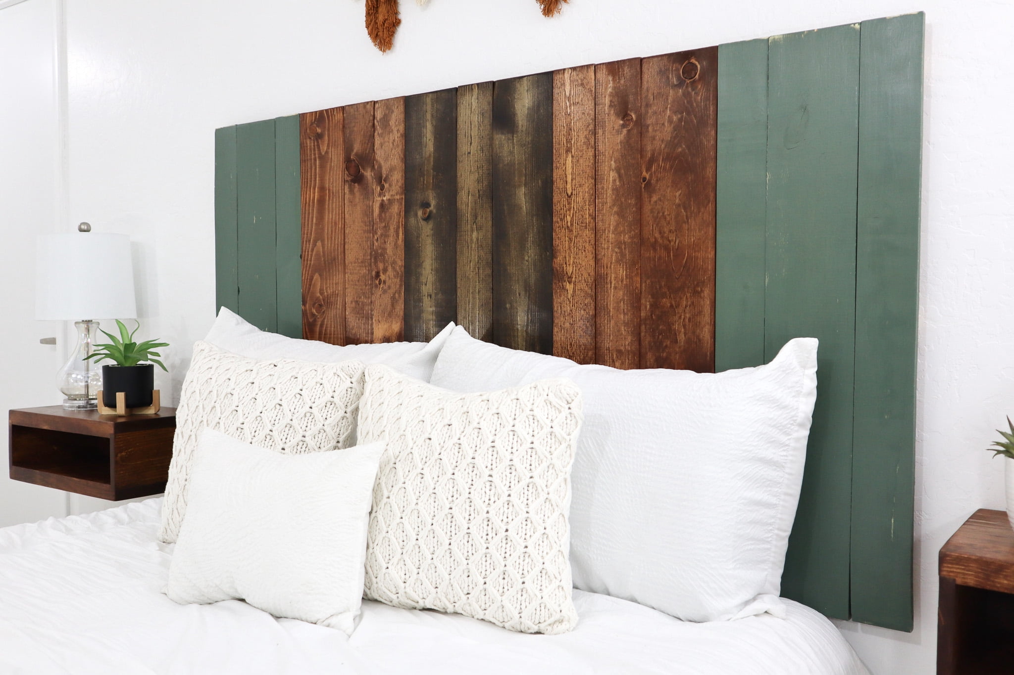 Forest Path Mix Headboard Twin Size Stain, Hanger Style, Handcrafted. Mounts on Wall. Easy Installation.