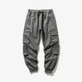 thumbnail image 5 of Men's Fashion Cargo Pants Elastic Waist Hip Hop Solid Color Relaxed Fit Trousers Work Casual Sports Cargo Pants, 5 of 7