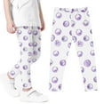 thumbnail image 2 of Odeerbi Kids Girls Leggings Cartoon Print Stretchy Tights Pants High Waist Circular Printed Pants Stretchy Soft Tights Kids Summer Leggings School Wearing Purple, 2 of 5