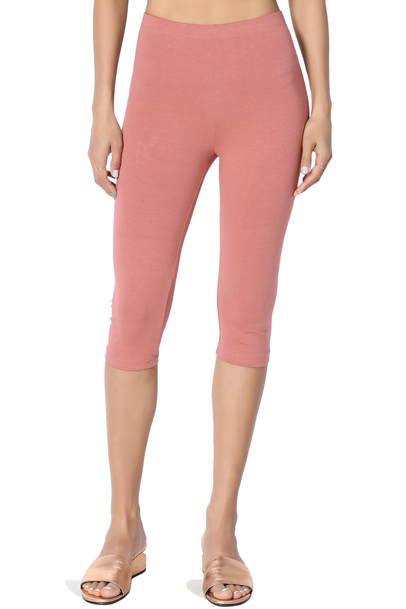 TheMogan Women's PLUS Basic Stretch Cotton Span Below Knee Length Capri