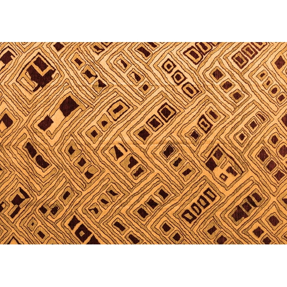 Ahgly Company Indoor Rectangle Abstract Orange Modern Area Rugs, 2' x 4'