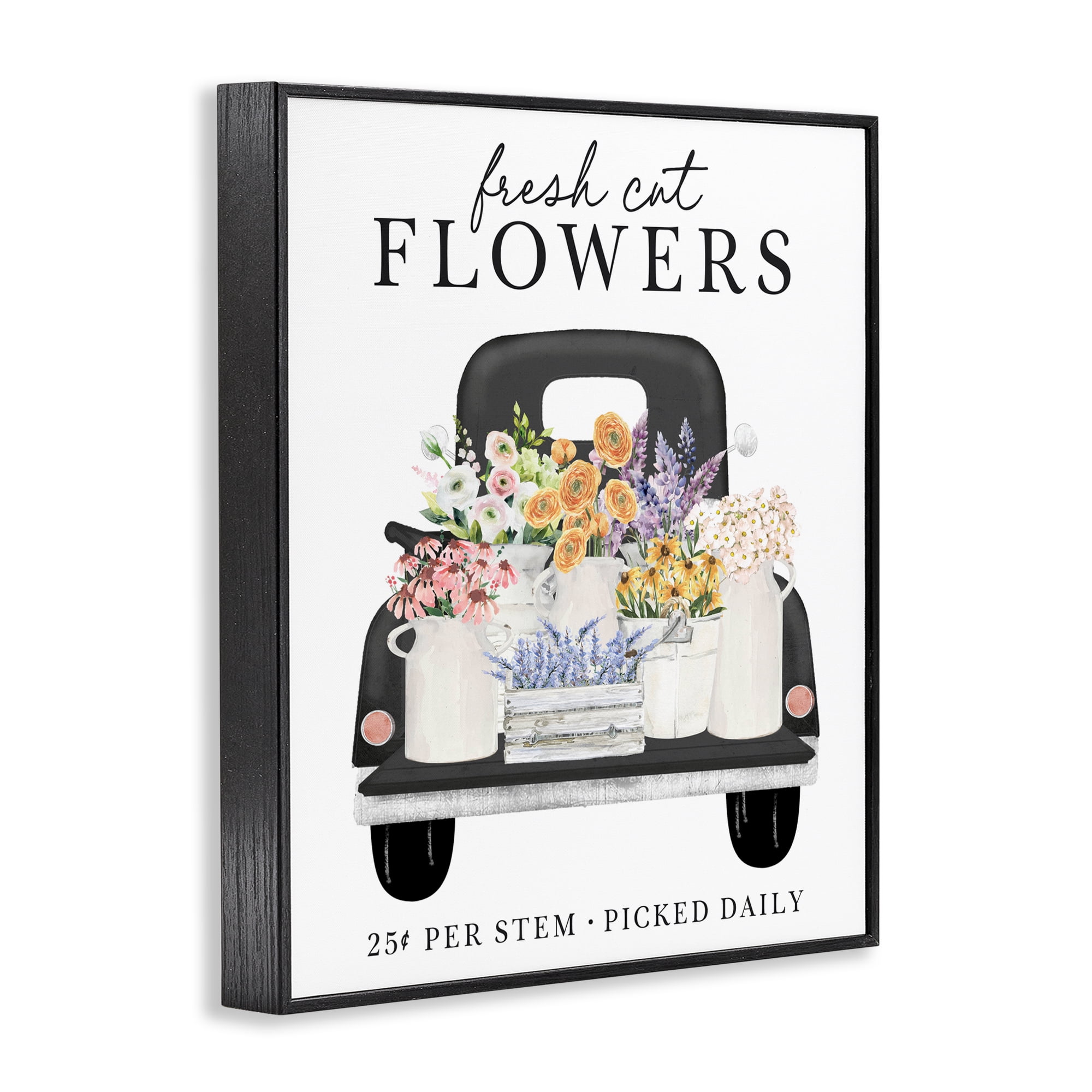 Fresh Flowers Picked Daily Black Framed Giclee Art, design by Lettered and Lined