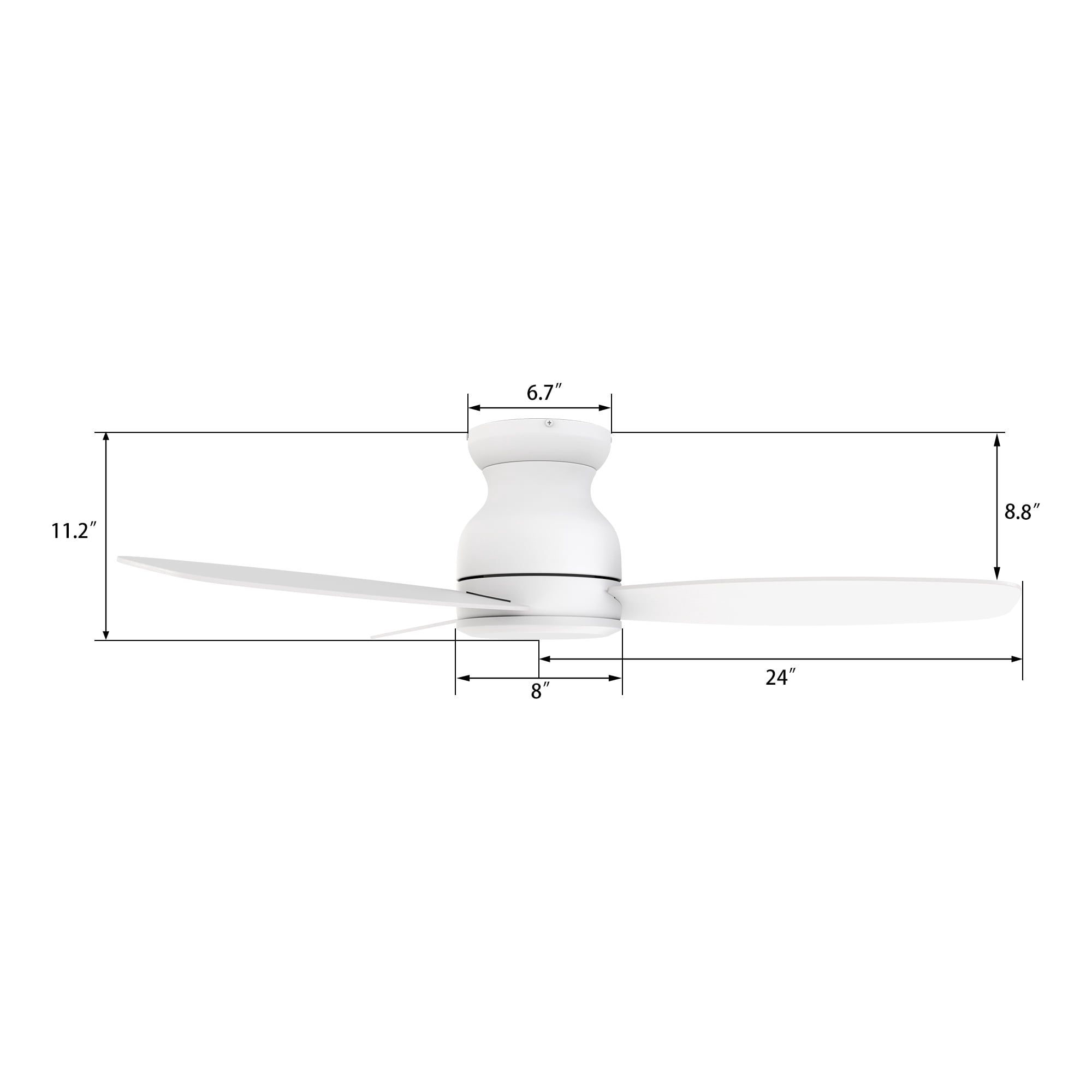 Smaair 48" Low Profile Indoor Flush Mount Not Smart Ceiling Fan with Remote No Lights