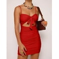 thumbnail image 3 of DOPI Women's Sexy Bodycon Cut Out Ruched Backless Spaghetti Strap Mini Club Party Dresses, 3 of 6