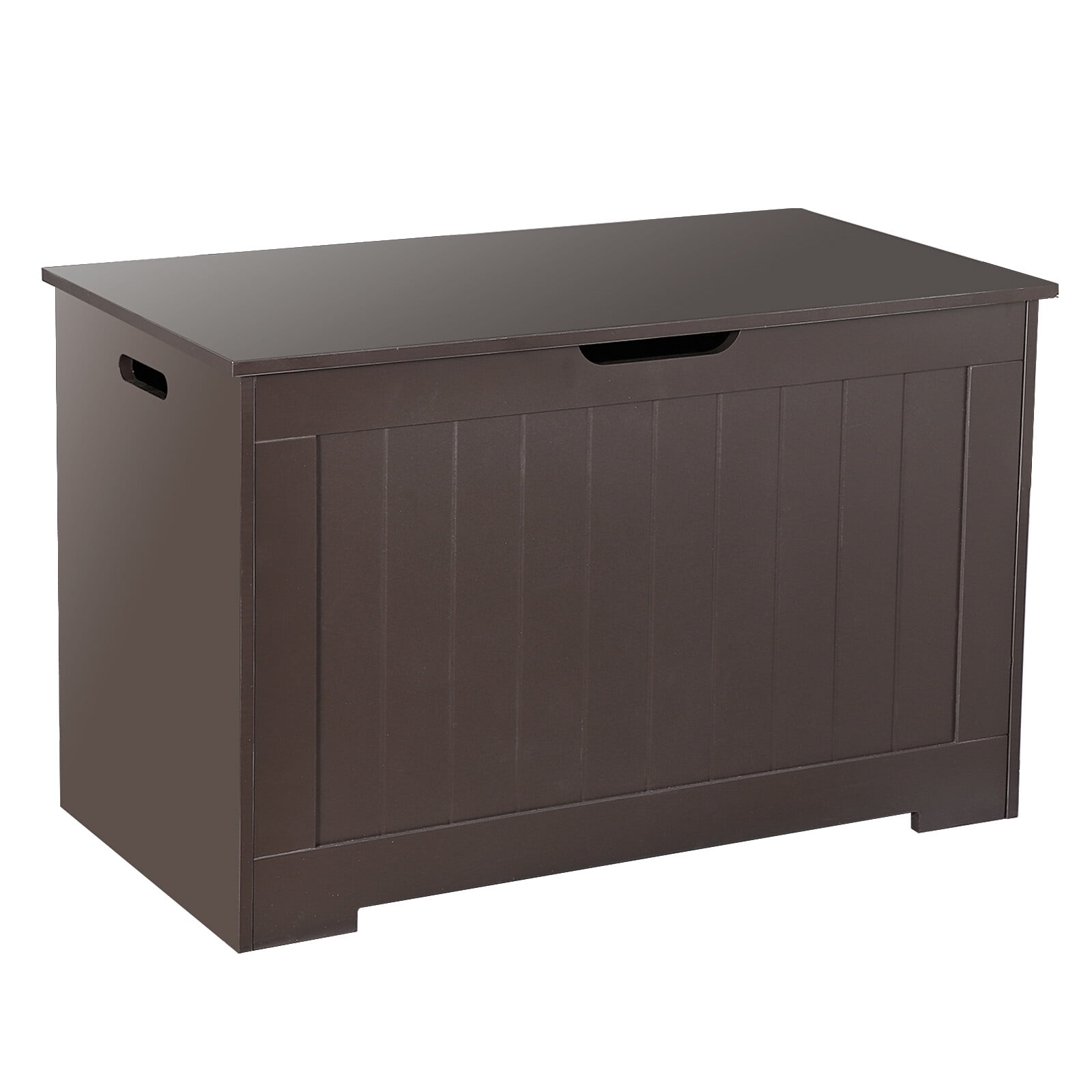 HomGarden 30'' Wooden Toy Chest 150L Large Child Storage Box Cabinet W/Safety Hinged Lid, Brown