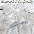 thumbnail image 2 of Cozy Line Home Fashions Sky Blue Brocade Medallion Microfiber Quilt, King - Reversible, 2 of 6