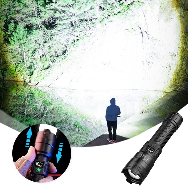 Oliegs Heated Blanket Versatile Handheld Flashligh Digital Display Strong Light Flashlight Telescopic Flashlight Long Life Three Dimming Fast Charging Flashlights Camping Essentia Chocolate