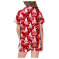 thumbnail image 3 of YOUSNH Ensemble de Pyjama de Noël pour Enfants, Col Boutonné, Manches Courtes et Shorts, Rose 4-5 Ans, 3 of 5
